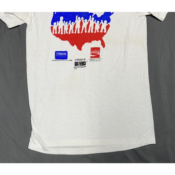 Vintage 1986 Hands Across America Single Stitch White Promo T-Shirt Size Medium - Picture 4 of 10
